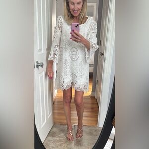 Simply Couture white Lace Long Sleeve Dress